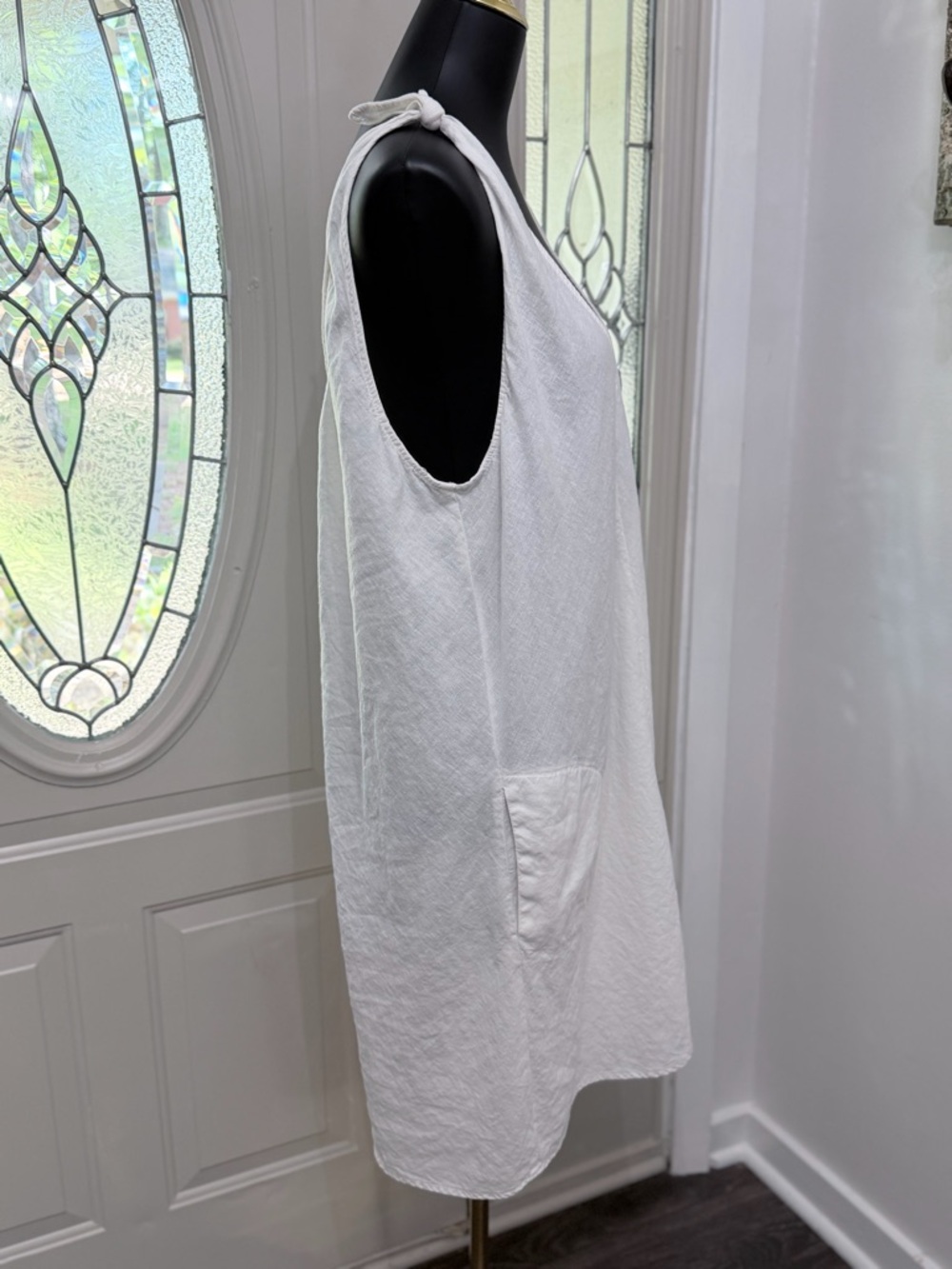 Peyton & Parker White Linen Blend Shift Dress Cover-up XXL Sleeveless Pockets - Picture 3 of 7